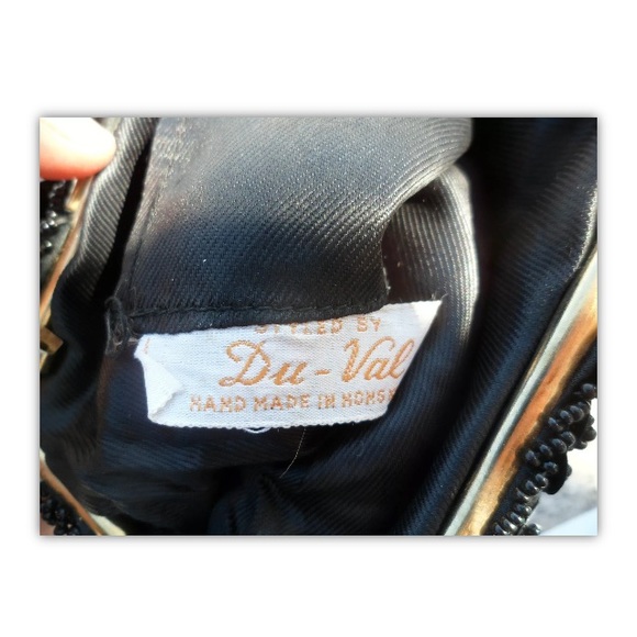 Du Val Black Purse Hong Kong Sequin Beads Evening Hand Chain Bag Clasp Vintage - Picture 7 of 15